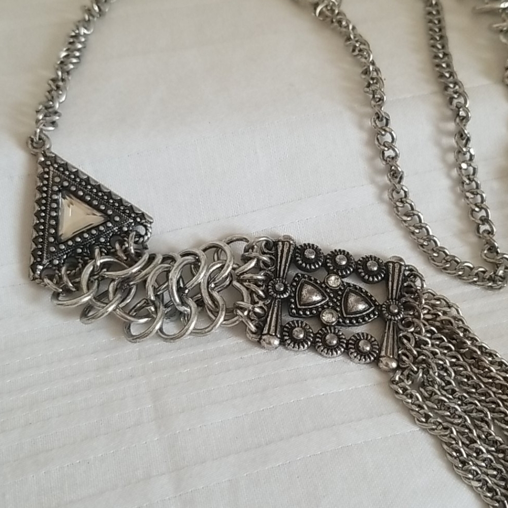 Silver Rhinestone Chains Triangle Square Statemen… - image 6